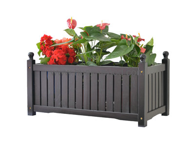 black wooden planter box