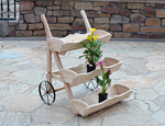 three tier wooden planter cart